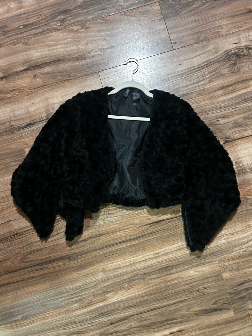 Bisou Bisou Black Plush Cropped Teddy Jacket